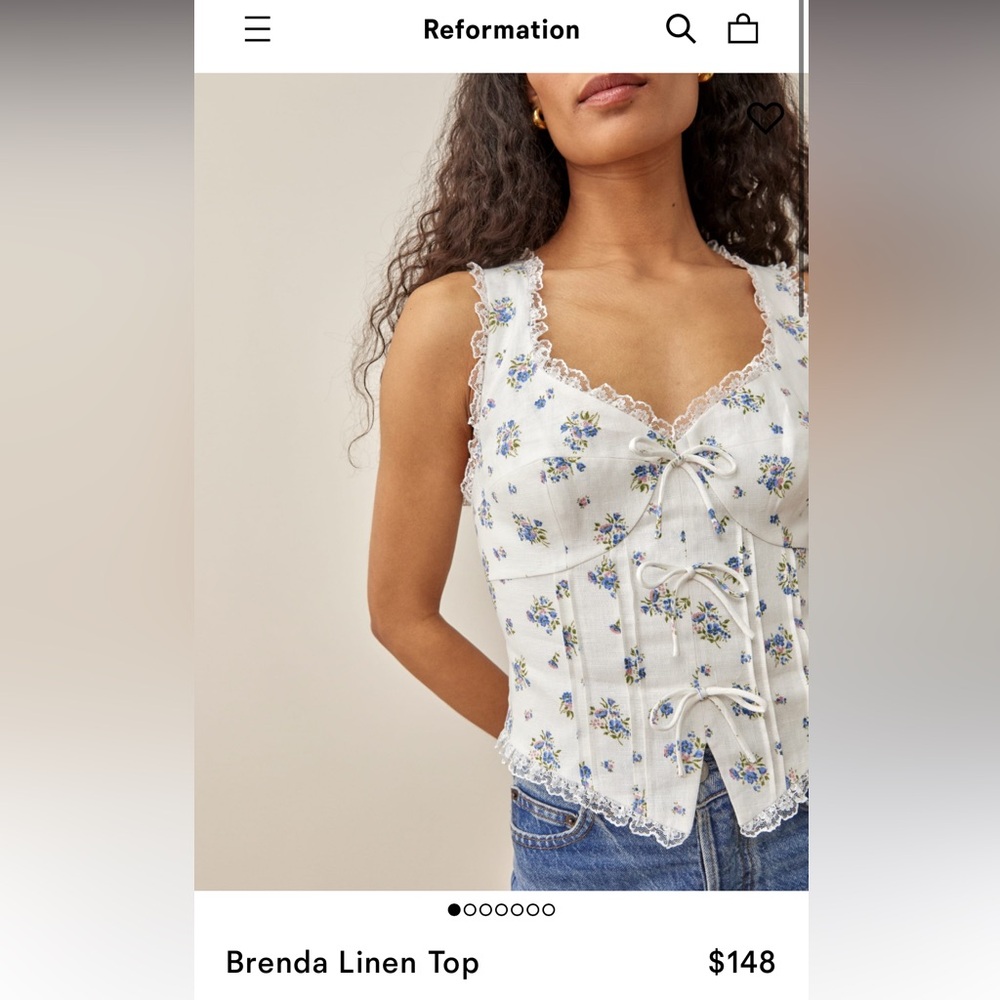 Reformation Brenda 100% Linen top size 2